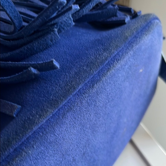 MILLY Blue Fringe Bucket Bag - Picture 9 of 14